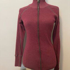 ATHLETA Merino Wool Blend Full Zip Sweater Jacket — Plum Purple — XS/S